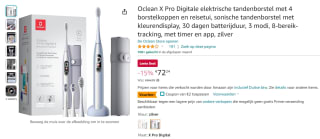 Oclean X Pro Digitale elektrische tandenborstel met 4 borstelkoppen & reisetui voor €70,24 bij Amazon DE