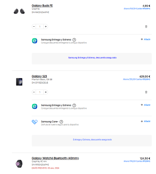 Samsung Galaxy S23 de 128GB + Galaxy watch 6 + Galaxy Buds FE por 651,06