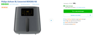 Philips Airfryer Essential Series - HD9280/60 - 6,2 liter(XL) voor €109 bij Coolblue