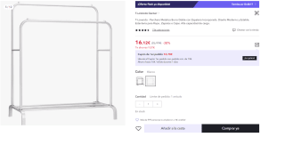 Perchero Burro Doble Rail por 16.12€ (Cuenta Nueva 9.67€)