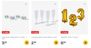 4+2 gratis op feestartikelen bij HEMA