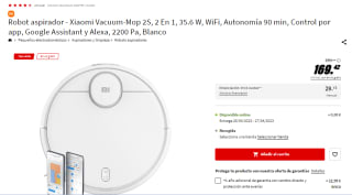 Robot aspirador Xiaomi Vacuum-Mop 2S control por app, Google Assistant y Alexa por 159,42€