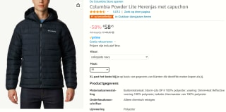 Columbia Powder Lite Herenjas met capuchon voor €58,45 bij Amazon