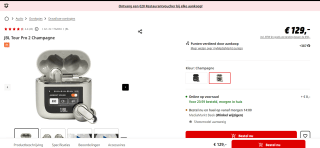 JBL Tour Pro 2 (Champagne) voor €129 bij de mediamarkt