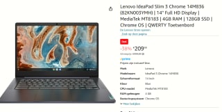 Lenovo IdeaPad Slim 3 14M836 Chromebook 14 inch voor €209,99 bij Amazon