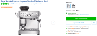 Sage Barista Express Impress Brushed Stainless Steel voor €699 bij Coolblue
