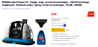 Bissell Spotclean C3 tapijtreiniger voor €109 bij Bol