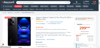 Xiaomi Redmi Note 12 Pro Plus 5G 8Go + 256Go Noir à 299,99€