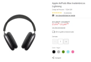 Apple AirPods Max Lightning por $7,474 en Liverpool