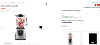 Tefal Perfectmix+ High Speed Blender BL871D voor €67 na cashback bij MediaMarkt