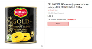 Del Monte Piña gold en rodajas en su jugo lata 510g por 1€