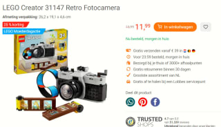 LEGO Creator 31147 Retro Fotocamera voor €11,99 bij Lobbes