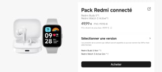 Pack Redmi Buds 5 et Redmi Watch 3 active à 49,99€