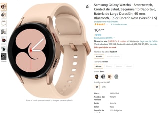 Smartwathc Samsung Galaxy Watch4 de 40mm por 104,99€