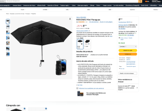 Mini Paraguas RISVOWO 90 cm por solo 8,99€