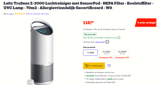 Leitz TruSens Z-3000 Luchtreiniger met SensorPod voor €118,95 bij Bol.com