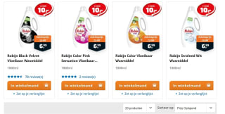 Alle Robijn wasmiddel 2x 1800ml voor €10 bij trekpleister