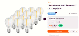 Voordeelpak met 12x Ledvance Wifi Dimbare E27 LED Lampen | 6 W voor €19,95 bij Ibood