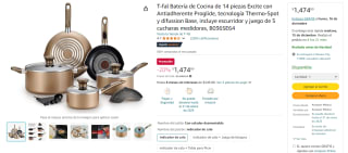Batería de Cocina T-Fal 14 pzas por $1,475 | Descuento Amazon