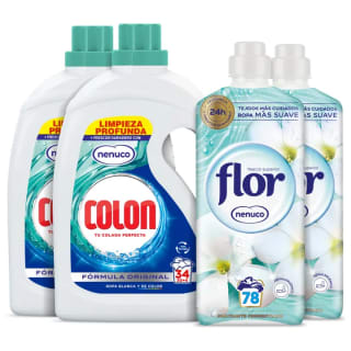 Colon Nenuco Detergente para la lavadora Gel 68 lavados + Flor Nenuco 156 lavados (2x Colon 34dosis + 2x Flor 78 dosis) por 9.88€