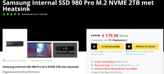 Samsung 980 Pro - MZ-V8P2T0CW met Heatsink voor €179,99 bij Gamemania