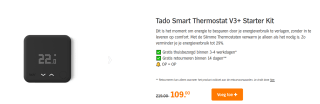 Tado V3+ starterskit Slimme Thermostaat voor €109 bij AH