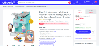 Machine à café jouet pour enfants dès 3 ans, Kitchen Creation à 27,50€