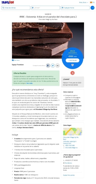 Eslovenía 4 días en El Paraíso del Chocolate por 498€ para 2 personas.