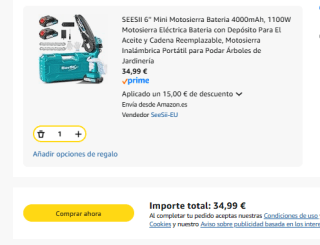 Mini Motosierra Bateria 4000mAh SEESII 6'' por 34,99€