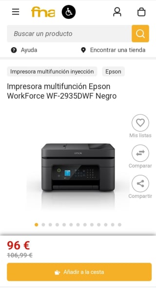 Impresora multifunción Epson WorkForce por 96€.