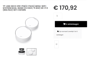 TP-Link DECO X50-POE(2-PACK) mesh-Wi-Fi-systeem router voor €170,92 bij Caps