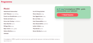 Concertgebouw OPEN met gratis miniconcerten voor iedereen op 31 augustus