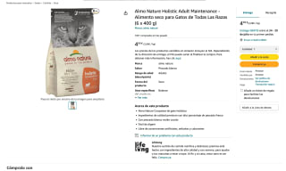 Alimento Almo Nature Holistic seco para Gato 6 unidades de 400g a tan solo 4,99€