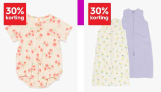 30% korting op rompers, pyjama's en slaapzakken bij Hema