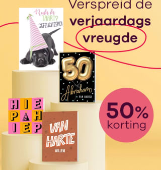 50% korting op alle verjaardagskaarten bij Greetz