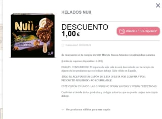 1€ de descuento para Helado Nuii de Nestlé