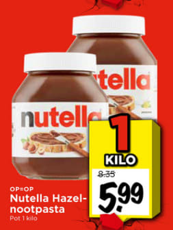 1 KG Nutella voor €5,99 bij Vomar