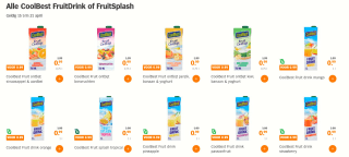 Alle CoolBest FruitDrink of FruitSplash voor €1 bij de AH
