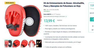 Almohadilla, Paos y Manoplas de Boxeo por solo 13.99€