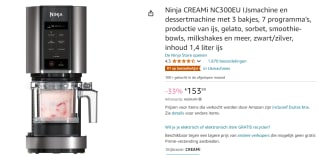 Ninja Creami - 7-in-1 IJsmachine - Ice Cream Maker voor €153,99 bij Amazon
