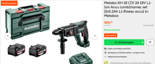 Metabo KH 18 LTX 24 combihamer voor €360,11 bij Gereedschapcentrum