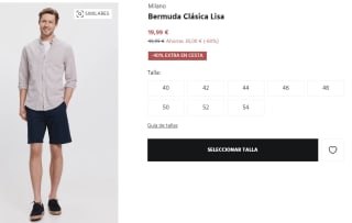 Bermuda Clásica Lisa para Hombre Milano por 11.99€