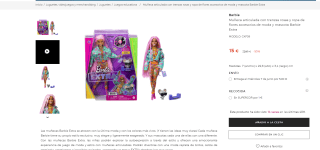 Muñeca Barbie Extra articulada con trenzas rosas y ropa de flores accesorios de moda y mascota por 15€