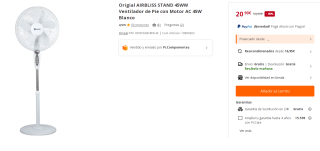 Ventilador de Pie con Motor AC 45W Origial AIRBLISS STAND 45WW por 20.9€
