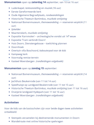 Open Monumentendag 2024 op 14 en 15 september