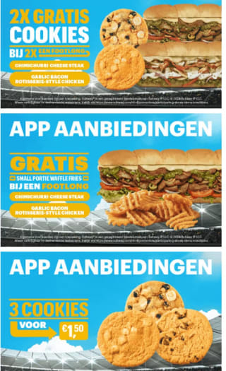 Diverse aanbiedingen bij Subway via de app