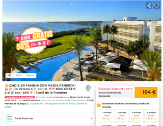 Conil de la Frontera (Cádiz) en el Hotel Garbí Costa Luz 4* desde 2 noches 104€pers.