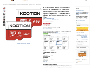 2 Tarjeta MicroSD 64GB Clase 10 Micro SDXC A1 4K UHS-Ipor 8,49€
