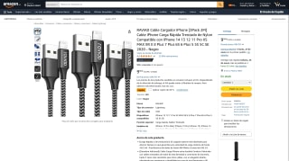 Pack de 3 Cables Carga Rápida para iPhone 2M Trenzado de Nylon por 7,99€