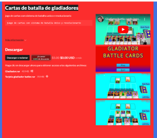 Descarga gratis desde itch el juego Cartas de batalla de gladiadores